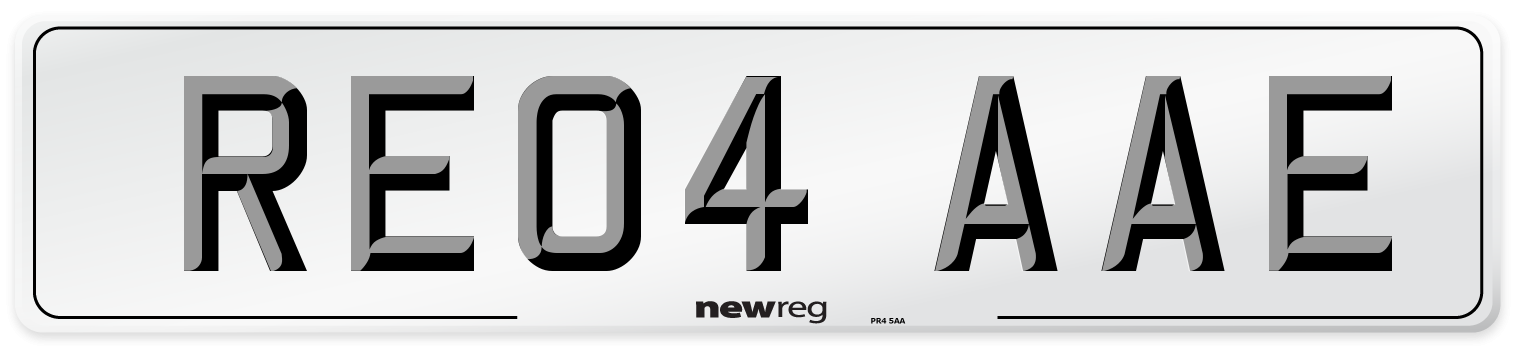 RE04 AAE Number Plate from New Reg